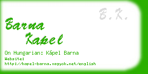 barna kapel business card
