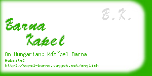 barna kapel business card